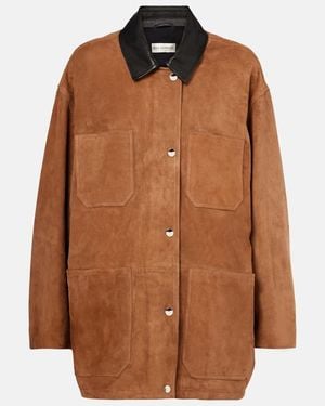 Nour Hammour Barn Leather-Trimmed Suede Jacket - Brown