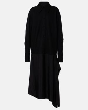 Jil Sander Asymmetric Wool-Trimmed Shirt Dress - Black