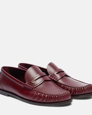 Saint Laurent Laurent Leather Penny Loafers - Red