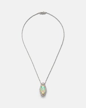 YEPREM Reign Supreme 18Kt Pendant Necklace With Diamonds And Opal - Blue