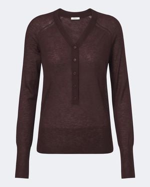 JOSEPH Reem Cashmere Henley Shirt - Brown