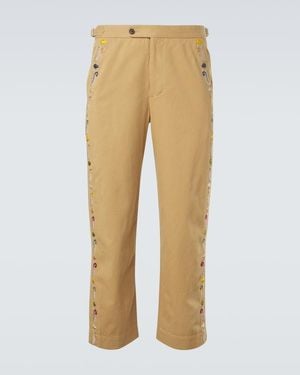 Bode Feather Runner Cotton Straight Pants - Natural