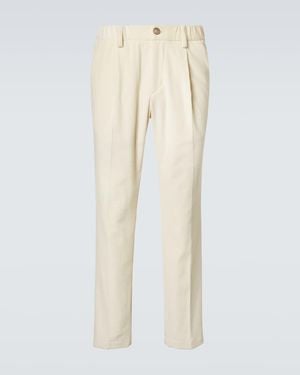 Herno Cotton And Cashmere Velvet Slim Pants - Natural