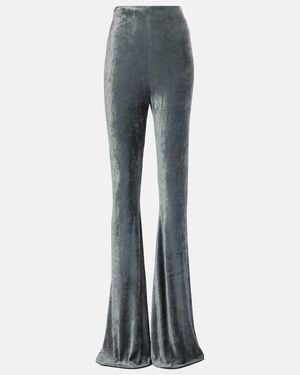 Rick Owens Dirt High-Rise Velvet Flared Pants - Blue