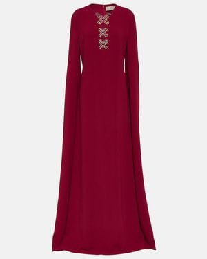 Elie Saab Embellished Crepe Gown - Red