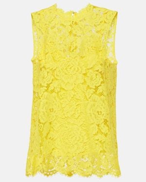 Dolce & Gabbana Floral Lace Top - Yellow