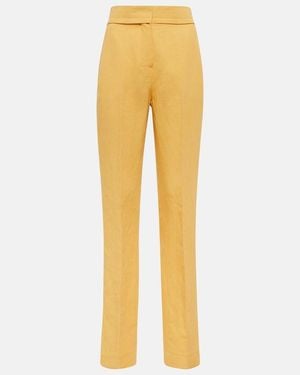 Jacquemus Le Pantalon Tibau Linen-Blend Pants - Yellow