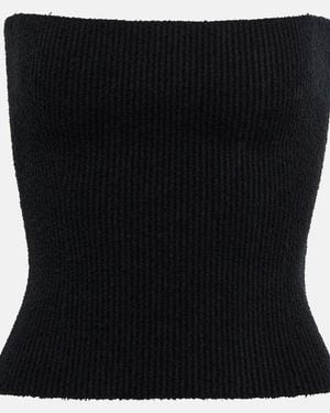 Wardrobe NYC Strapless Ribbed Cotton Top - Black