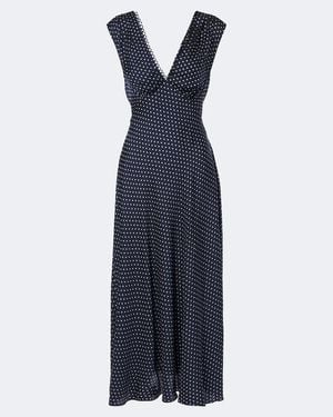 Doen Tahlia Polka Dot Silk-Blend Midi Dress - Blue