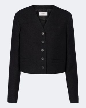 Fendi Wool-Blend Boucle Jacket - Black