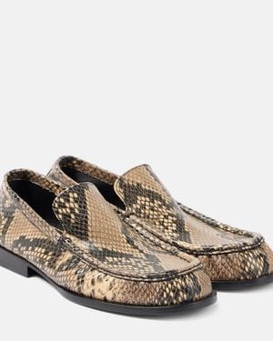 Dries Van Noten Snake-Effect Leather Loafers - Natural