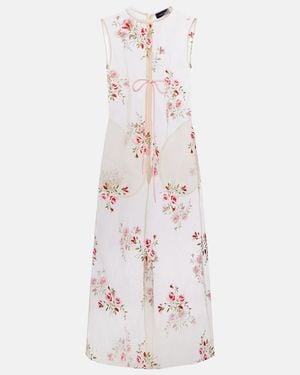Simone Rocha Embroidered Sheer Organza Midi Dress - White