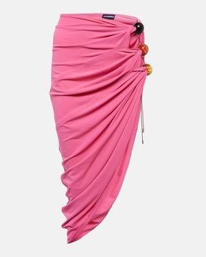 Jacquemus La Perola Cut-Out Asymmetrical Skirt - Pink