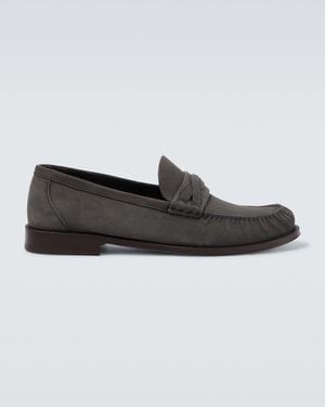 Brunello Cucinelli Suede Penny Loafers - Black