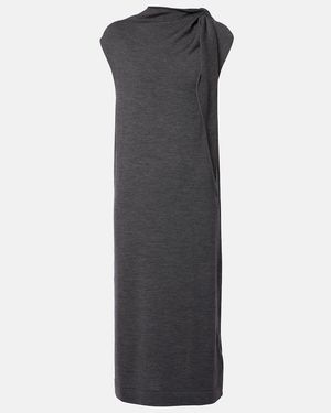 Jil Sander Wool Midi Dress - Gray
