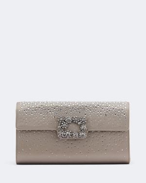 Roger Vivier Efflorescence Embellished Satin Clutch - Grey