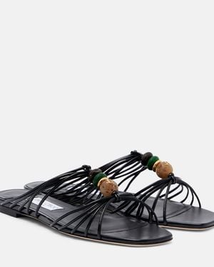 Jimmy Choo Lova Embellished Leather Sandals - Black
