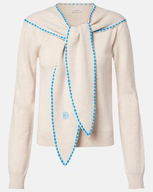 Loewe Pull En Laine A Echarpe - Bleu