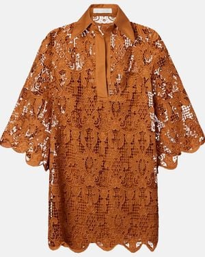 Zimmermann Coco Scalloped Lace Top - Brown