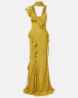 De La Vali Mayara Ruffled Georgette Gown - Yellow