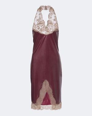 Saint Laurent Minikleid Aus Seide Mit Spitze - Lila
