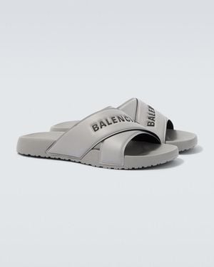 Balenciaga Sporty Pool Slides - Grey