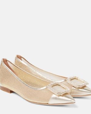 Malone Souliers Lina Crystal-Embellished Ballet Flats - Natural