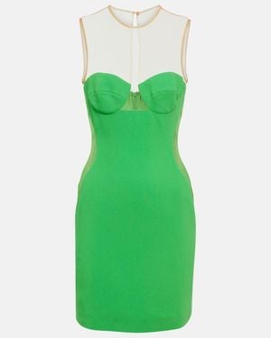 Stella McCartney Mesh-Paneled Crepe Minidress - Green