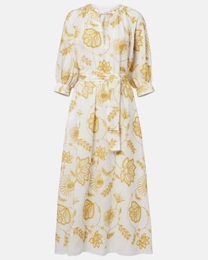 Eres Anjana Embroidered Cotton-Blend Midi Dress - Metallic