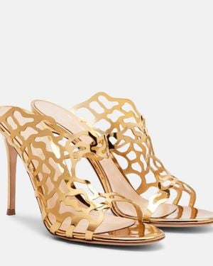 Gianvito Rossi Metallic Leather Mules