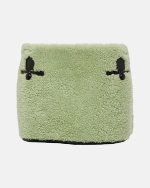 Blancha Minirock Aus Shearling Mit Leder - Grün