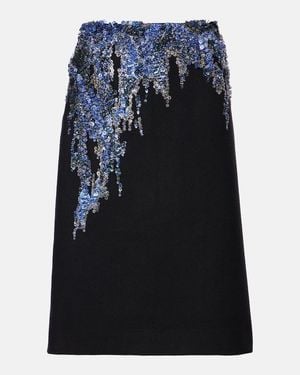 Dries Van Noten Sequined Wool-Blend Midi Skirt - Black