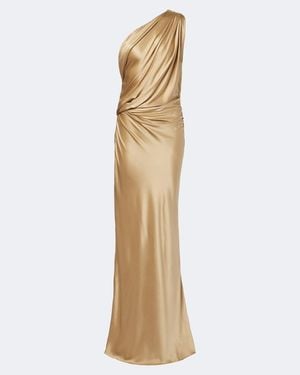 The Sei One-Shoulder Draped Silk Satin Gown - Metallic