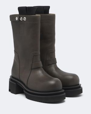 Rick Owens Leather Mid-Calf Boots - Black