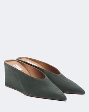 Alaïa Wedge-Mules Cube Aus Veloursleder - Grün