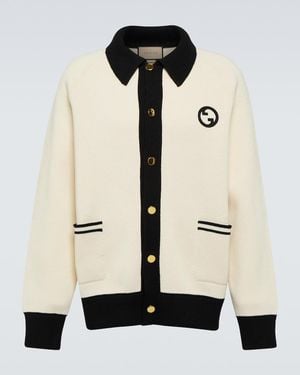 Gucci Cardigan Interlocking G aus Baumwolle und Wolle - Natur