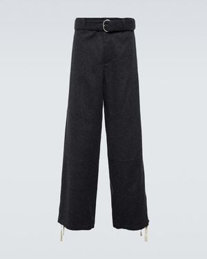 Jil Sander Virgin Wool Wide-Leg Trousers - Blue