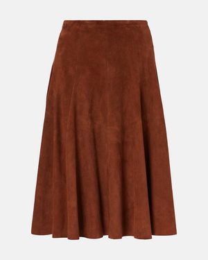 Stouls Sabrina Suede Midi Skirt - Brown