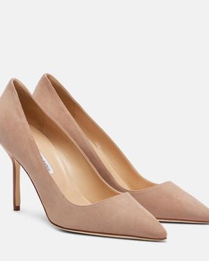 Manolo Blahnik Pumps Bb 90 Aus Veloursleder - Natur