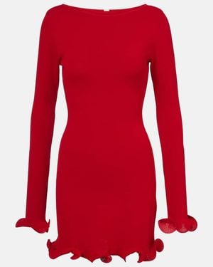 SAME Ruffled Knitted Minidress - Red