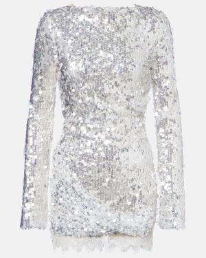 Christopher Esber Opaline Open-Back Sequined Minidress - White