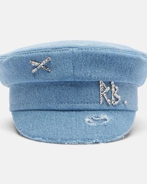 Ruslan Baginskiy Verzierte Schiebermuetze Aus Denim - Blau