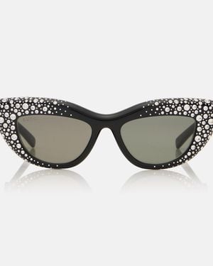 Gucci Double G Embellished Cat-Eye Sunglasses - Brown