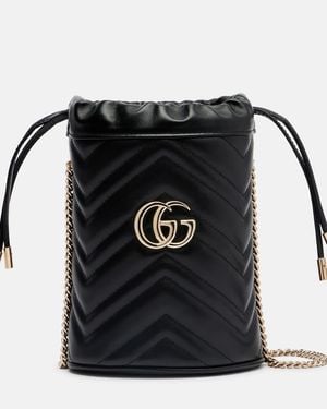 Gucci Bucket Bag Gg Marmont Small Aus Leder - Schwarz