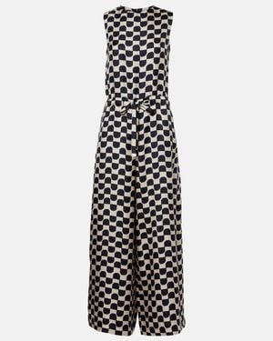 Max Mara Ronchi Printed Silk Jumpsuit - White