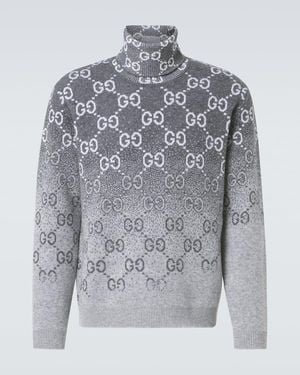 Gucci Rollkragenpullover GG aus Woll-Jacquard - Blau