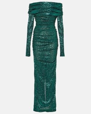 Dolce & Gabbana Off-Shoulder Sequined Gown - Green