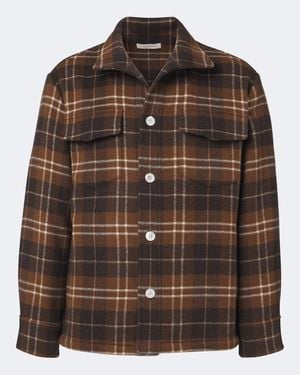 Umit Benan St. Moritz Plaid Cashmere Overshirt - Brown