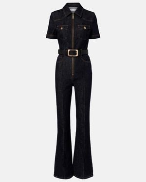 Self-Portrait Jumpsuit Di Jeans Con Cintura - Blu