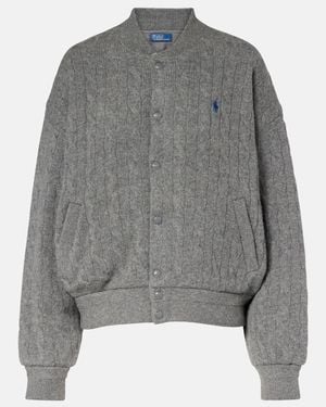 Polo Ralph Lauren Cable-Knit Wool And Cashmere Bomber Jacket - Grey
